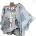 thumbnail image 2 of Qarigey Camiseta de mujer con estampado digital, top suelto, blusa con volantes bohemios Prendas para la parte del cuerpo Gris L Qarigey AP002167-03, 2 of 3