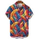 thumbnail image 5 of Camisas hawaianas de verano, camisas casuales para hombres, camisas con estampado de plumas para hombres, ropa de manga corta con solapa para hombres, camisas Aloha holgadas, 5 of 5