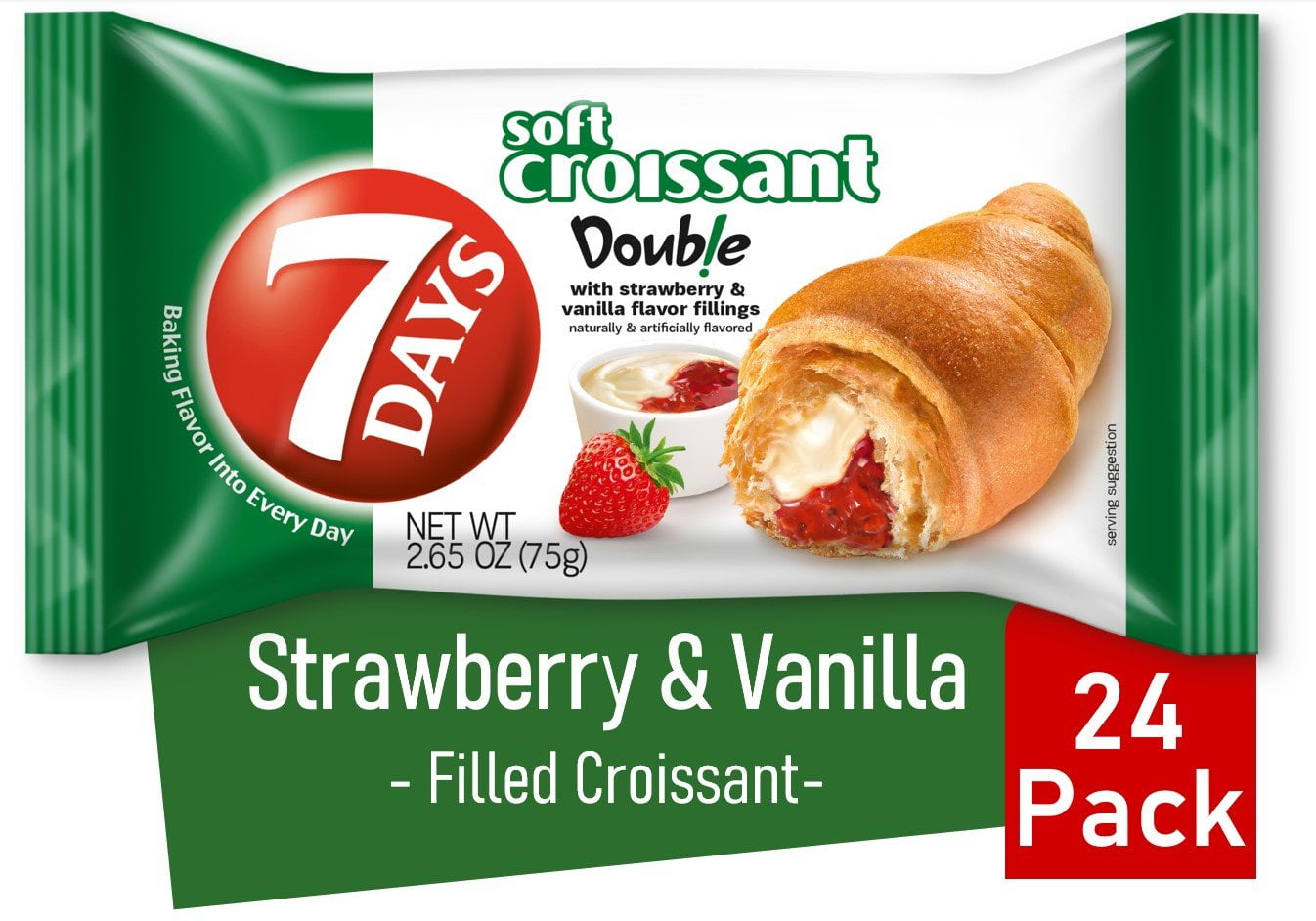 7Days Soft Croissant, Strawberry & Vanilla Croissant, NonGMO (Pack of