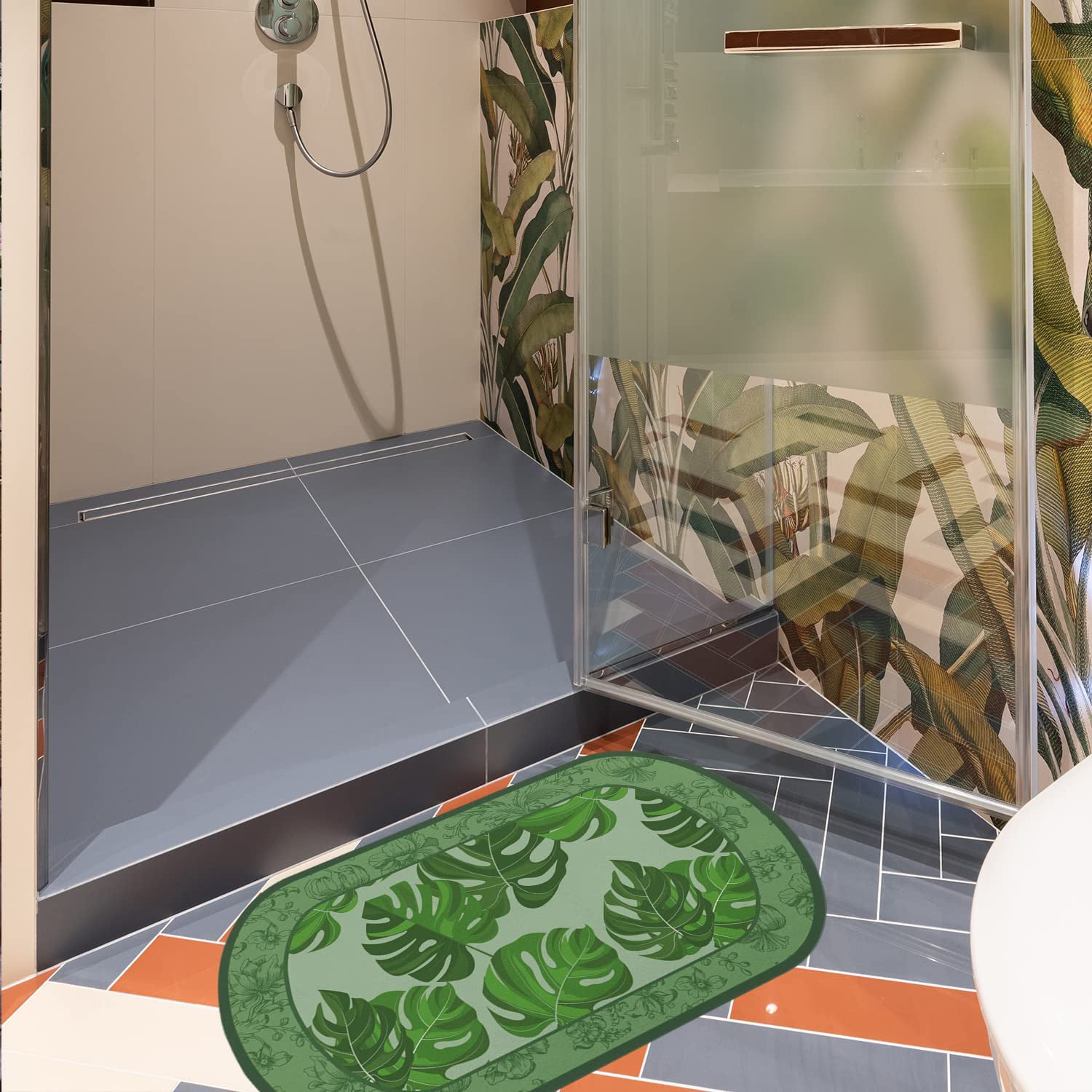 Feblilac Dark Green Leaves Bath Mat, Multiple Sized Floral Non Slip  Bathmat, Green Plants Bathroom Rugs, Anti Slip Toilet Mat, Soft Thick Bathroom  Carpet, Art Bathroom Mats, Best Bath Rugs, Hot Shower