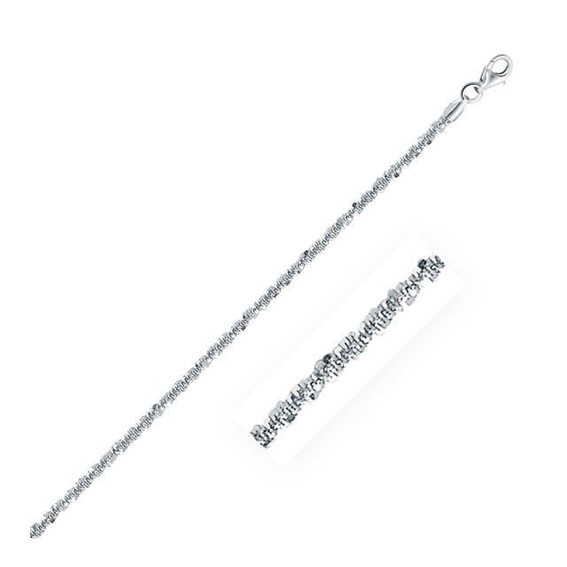 Rhodium Plated 2.2mm Sterling Silver Sparkle Style Chain 16 in