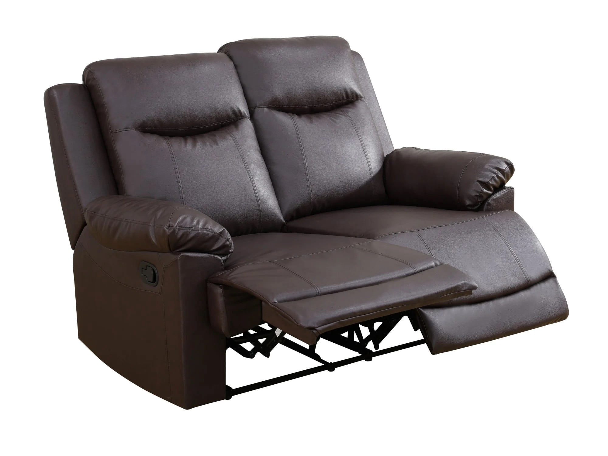 Gewnee Brown Loveseat, Air Leather & High-Elastic Sponge, Adjustable Recline, Perfect for Living Rooms