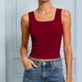 thumbnail image 7 of enyan Womens Tank Tops with Built in Bras Summer Square Neck Sleeveless Shirts Ribbed Fitted Basic Casual Tops Racerback Tank Tops for Women,Wine,S, 7 of 7