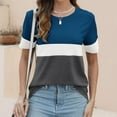thumbnail image 4 of ameIAEA Summer Short Sleeve Tops for Women Round Neck Color Block Casual Loose Tee Shirts, 4 of 6