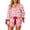 04-Pink, variant on Women's Christmas 2 Piece Pajama Set, Button Down Long Sleeve Shirt and Shorts Sleepwear with Satin Bow Trim, Holiday Printed Loungewear 22-Watermelon Red L
