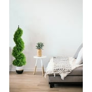 Artificial Topiary Outdoor Boxwood Spiral Topiary Tree 3ft (2 Pieces) Faux Topiary Tree Outdoor Feaux Plant for Decorative Indoor/Outdoor/Garden (35inch)