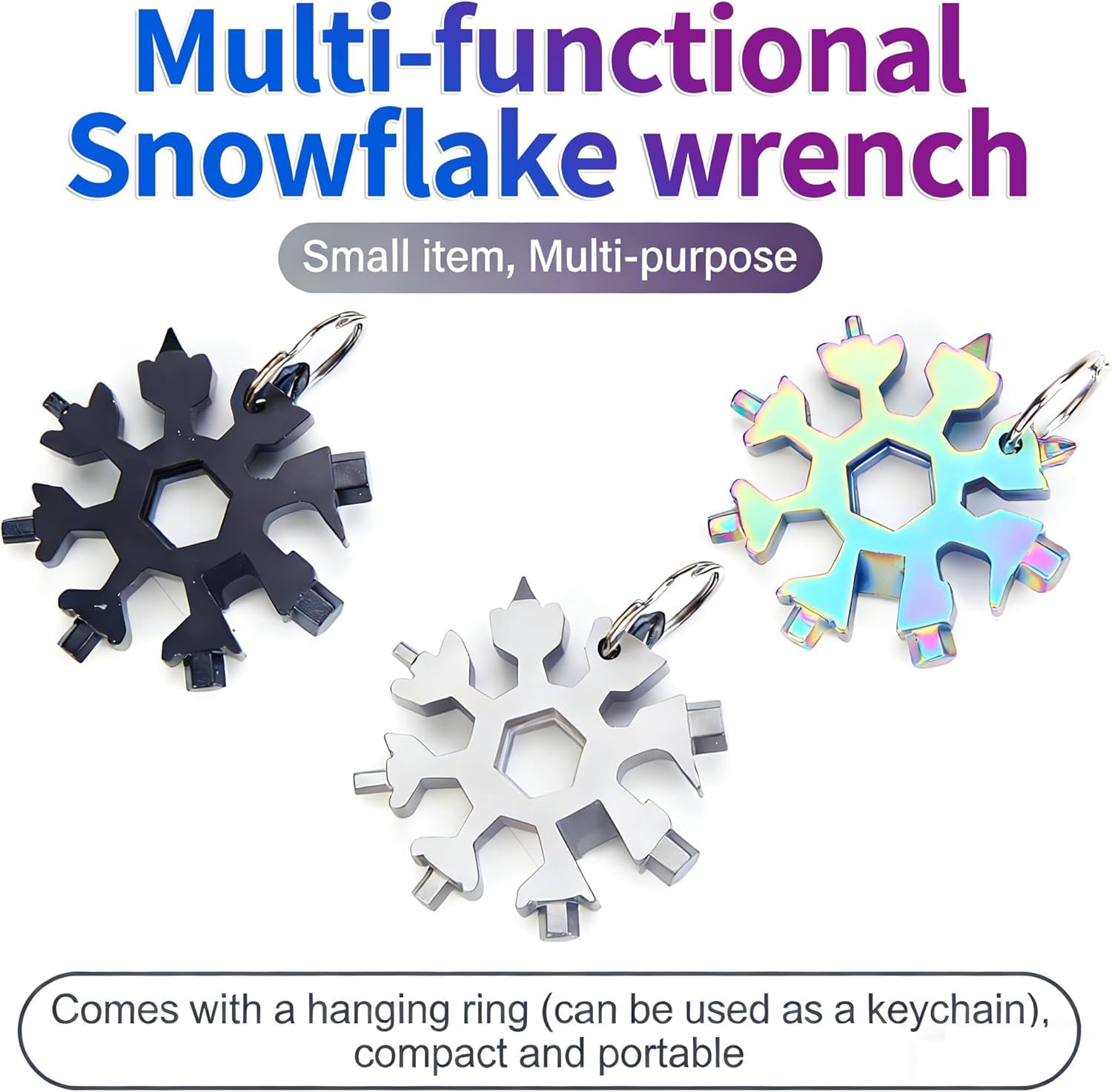 RGHJAR-3Packs Snowflake Multi Tool, 18-in-1 Stainless Steel Snowflake Multitool for Bottle Opener and Flat Phillips Screwdriver Kit/Wrench,for Men Adults Da (3 PCS-A)