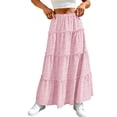 thumbnail image 5 of Diufon Womens Maxi Skirt Summer Casual Ruffle Tiered Elastic Waist Long Skirts Hollowed-out Boho Flowy Skirt, 5 of 9