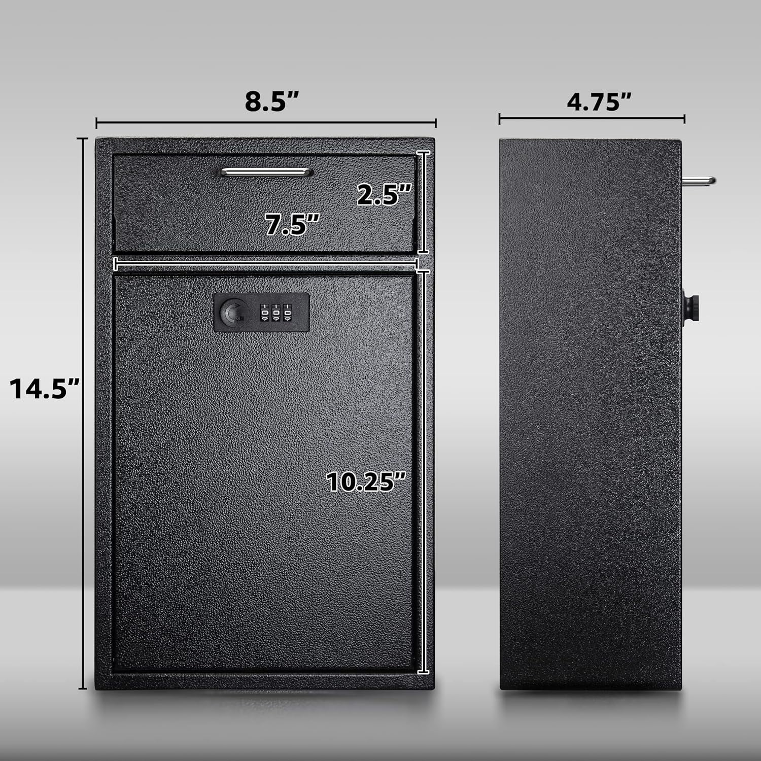 POCHAR Anti-Theft Wall Mount Locking Mailbox with Combination Lock - Galvanized Metal Heavy Duty Drop Box -  Vertical Tamper Proof Lock Box for Night Key, Deposit Collection, Cash