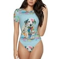 thumbnail image 2 of Picia A Funny Little Dalmatian Puppy Womens One Piece Swimsuits Modest Tummy Control Bathing Suits Lace Up Slimming Swim Suit-Medium, 2 of 9