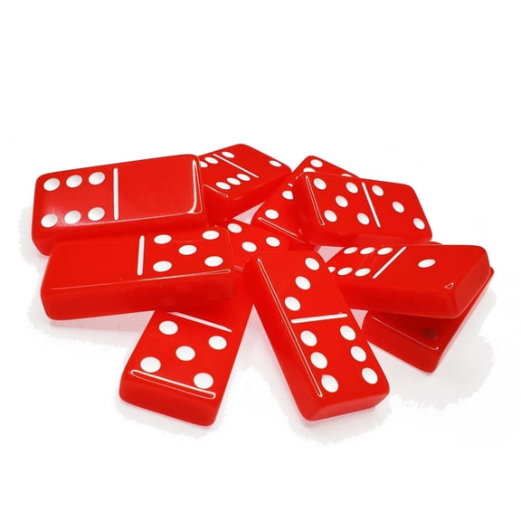 Premium ACRYLIC Double 6 JUMBO Dominoes Set Game RED