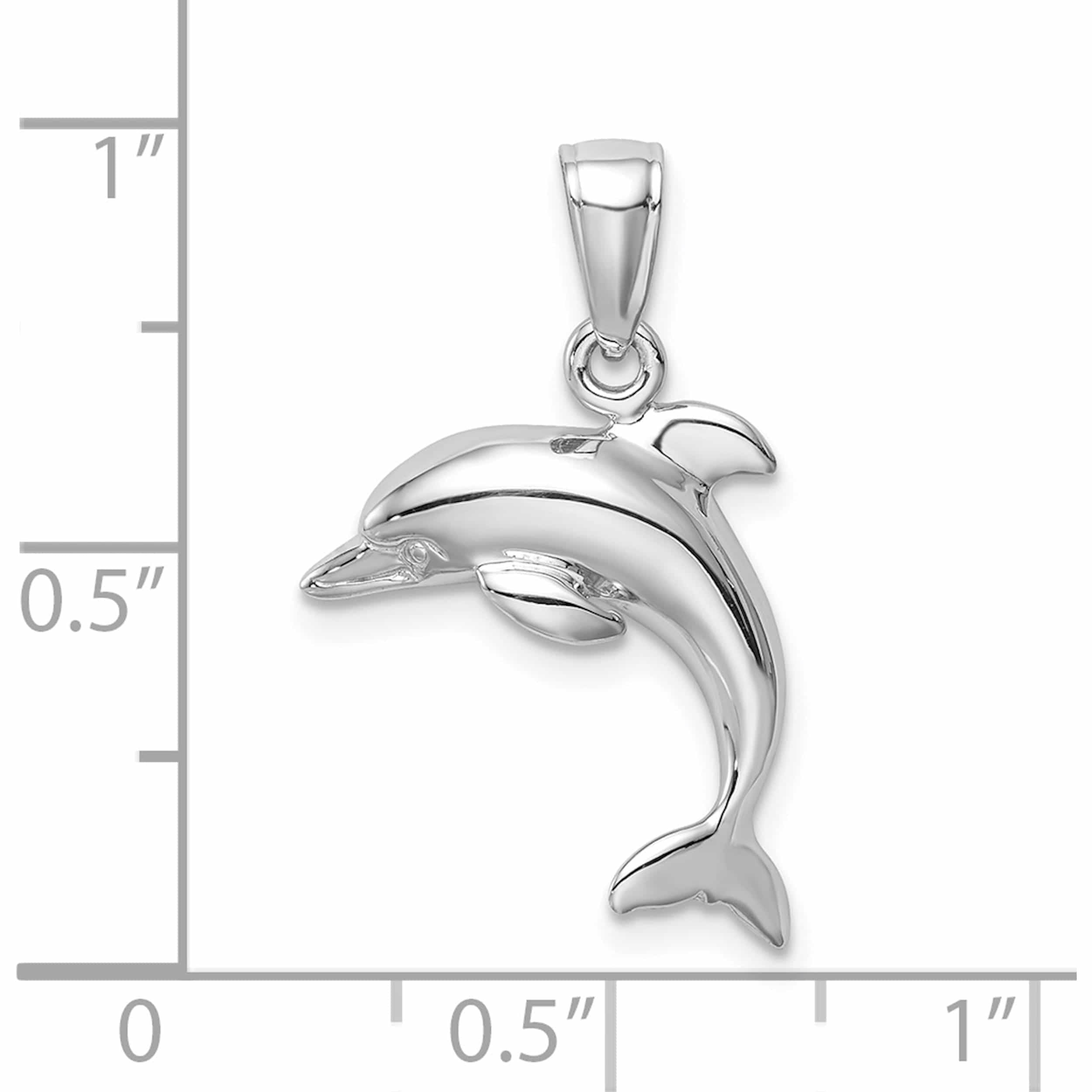 10K White Gold Jumping Dolphin Pendant (16.2 X 19.1) Made In