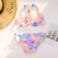 thumbnail image 3 of Fsqjgq Two Piece Swimsuit for Girls Tie Dye Gradient Cute Bathing Suit Kids High Waisted Bandage Beachwear Children Summer Bikinis 7-14 Years, 3 of 7