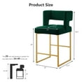 thumbnail image 2 of Lecut 26" H Counter Height Bar Stools Set of 2, Modern Velvet Bar Stools with Square Open Backrest and Gold Metal Frame, Kitchen Counter Stools for Island, Home Bar, Pub,Green+Gold, 2 of 8