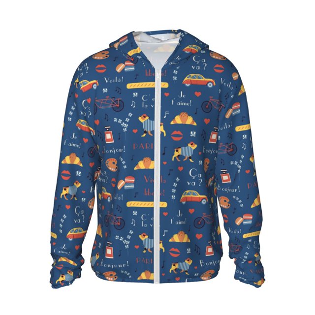 Balery French Bulldog Dog In Beret Sudadera ligera de manga larga con capucha y protección solar UPF 50+ para hombre y mujer, ideal para pesca y running-3X-Large