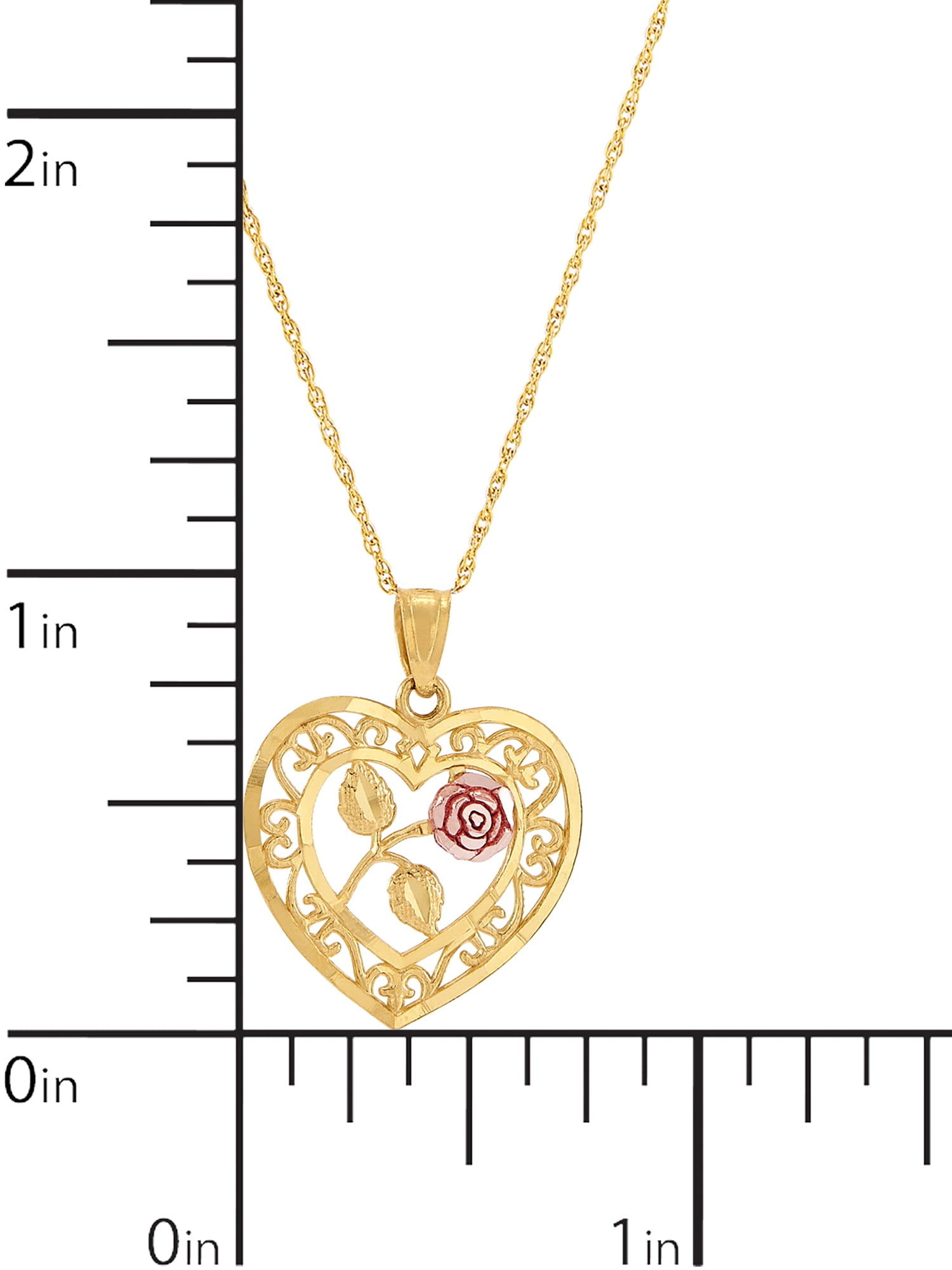 Brilliance Fine Jewelry 10K TwoTone Gold Heart Flower on GoldFilled Necklace,18"  (图4)