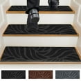 thumbnail image 1 of Non Slip Carpet Stair Tread 30x8in | Indoor Runner Rug | Slip Resistant Polyester Mat | Washable | Soft TPU Backed | Gray Brown | Easy Install | Single Piece | Pets Elders, 1 of 7