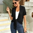 thumbnail image 2 of Uvplove Women's Casual Cardigan Short Sleeve Tieable Cardigan Black-XL, 2 of 16