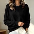 thumbnail image 6 of Hueook Knit Sweaters for Women Crew Neck Long Sleeve Loose Fit Pullover Soft Casual Winter Top Black 2X, 6 of 7