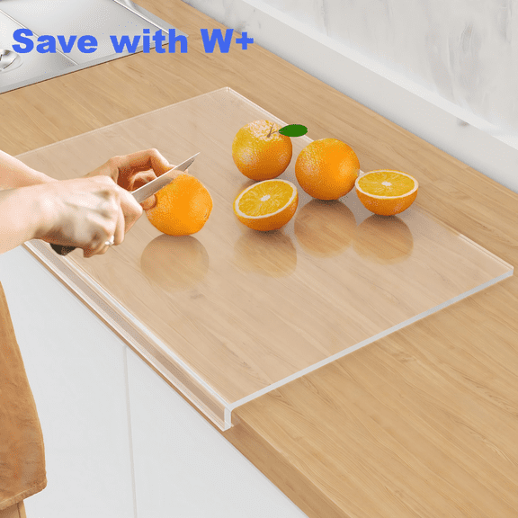 17.5x13.5 Inch Acrylic Cutting Board with Counter Lip - Non-Slip Clear Chopping Board for Kitchen Counter, Protects Countertop, Great Apartment Gift
