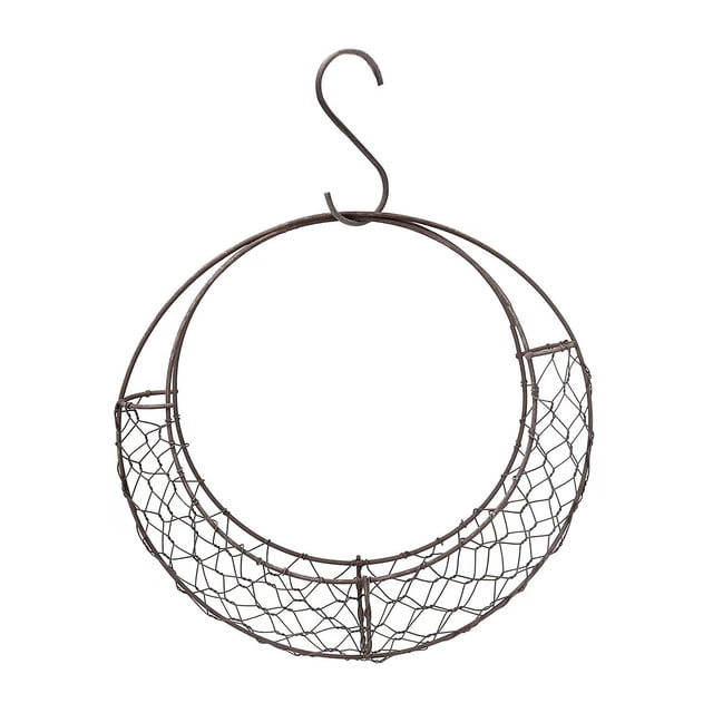 Cesta colgante de alambre con forma de luna, marco de corona de alambre para arreglos florales, soporte de cesta colgante de metal para interiores, cesta colgante de flores de luna
