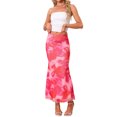 thumbnail image 2 of INSPIRE CHIC Summer Maxi Skirt for Women High Waist Floral Mesh Boho Bodycon Fishtail Long Skirts S Pink, 2 of 6