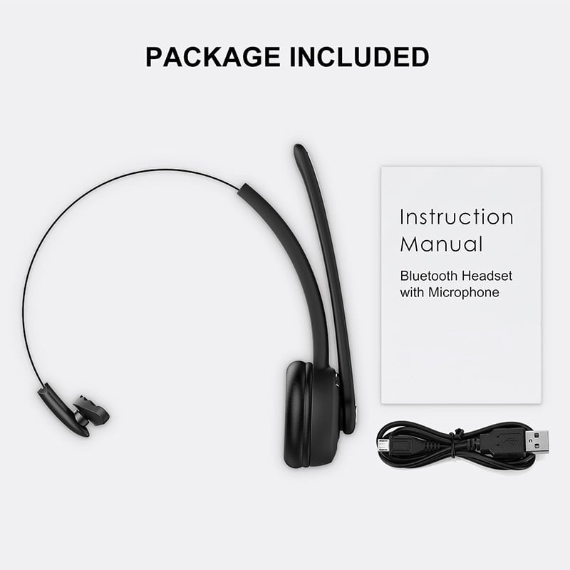 Bluetooth Headset with Microphone,Noise Canceling Wireless Over Ear Headphones, Bluetooth Headphones with Mic, Phone Headset Mute Button for Laptop, Skype, Call Centers, Office, Trucker