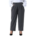 thumbnail image 2 of DARING DIVA Women's Plus Elastic High Waisted Long Straight Pants 1X Gray, 2 of 6