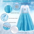 thumbnail image 4 of Jurebecia Princess Dress for Girls Birthday Party Blue Costume up Toddlers Kids Christmas Halloween Cosplay Clothes with Accessories 6T(5-6Years), 4 of 16