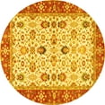 thumbnail image 1 of Ahgly Company Machine Washable Indoor Round Oriental Yellow Traditional Area Rugs, 4' Round, 1 of 4