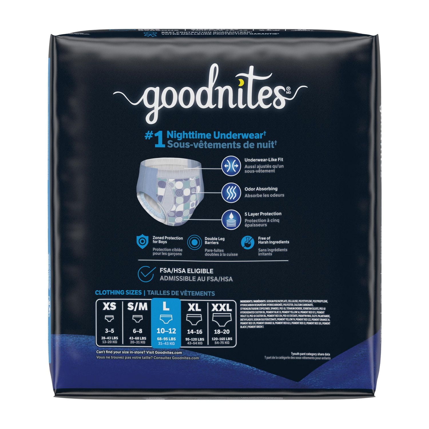 Goodnites Boys' Nighttime Bedwetting Underwear, Economy Plus Pack, Sizes S-XXL