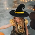 thumbnail image 6 of Gold Velvet Witch Hat - 3-Layer Halloween Party Hat with Adjustable Rope, Green & Yellow Polyester Costume Accessory, 44x39cm (17.3x15.3in), 6 of 6