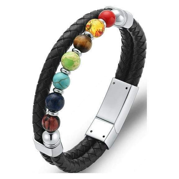 Women Men Braided Leather and Beaded Double Layer Bangle Funeral Urn Bracelet for Ashes Holder Cremation Jewelry for Ashes of Loved One