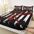 thumbnail image 3 of Homewish Lacrosse Sport Game Queen Sheet Sets,American Flage Print Flat Sheet,Red White Black Queen Fitted Sheet For Boys Kids,Breathable Home Decor,4 Pieces, 3 of 7