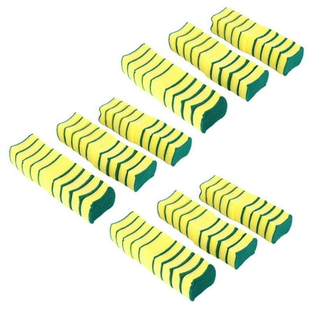 90pcs Multi-purpose Double-faced Sponge Scouring Pads Dish Washing Scrub Sponge Stains Removing Cleaning Scrubber Brush,90 x scouring sponge cloth,green & yellow