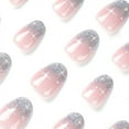 thumbnail image 4 of Nude Press on Nails Short Oval Fake Nails French Tips Almond Glitter Full Cover Glue on Nails with Star Design Acrylic Artificial Nails Glossy Stick on Nails for Women and Girls 24PCS French Nude, 4 of 4
