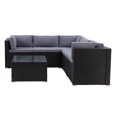 thumbnail image 1 of CorLiving Parksville 6-Piece Resin Wicker Rattan and Galvanized Steel Patio Sectional Set with Cushions and Square Coffee Table, Black/Grey, 1 of 9