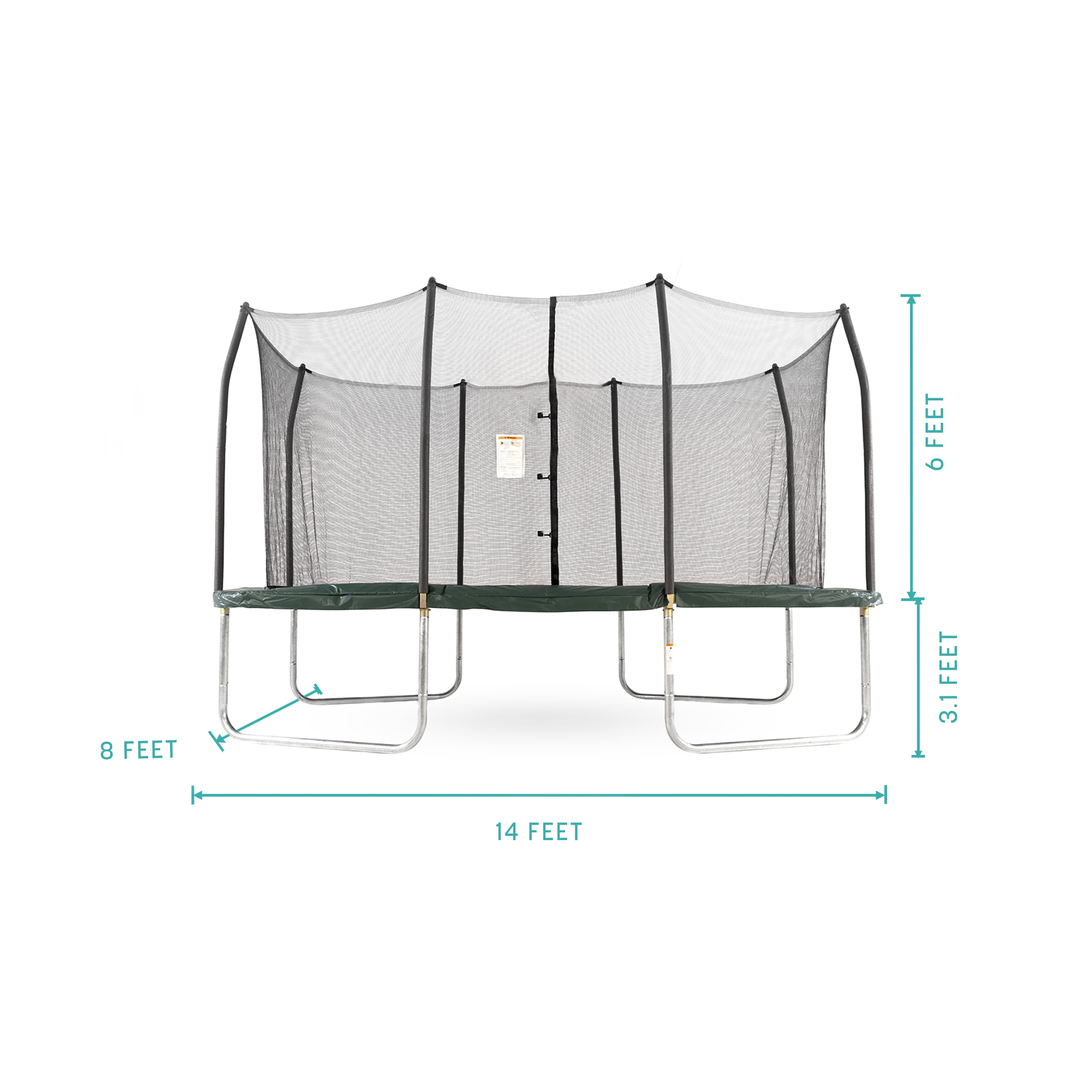 Skywalker Trampolines 14’ Rectangle Trampoline with Enclosure – Green