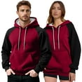 thumbnail image 3 of cocolona Womens and Mens Color Block Hoodies Long Sleeve Drawstring Hooded Sweatshirts Fall Winter Fashion Pullover Hoodie with Pockets, 3 of 7