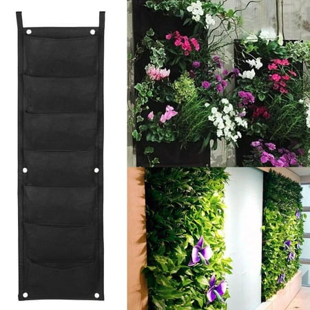 Garden Planter Bags Topeakmart Garden Vertical Planter 7 Pocket Wall Mount Living Growing Bag Felt Indoor/Outdoor Pot Eco-friendly for Yard, Balcony, Patio ()