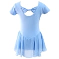 thumbnail image 5 of AUNVITO Girls Ballet Leotard Dress with Mesh Skirt Short Sleeve V-Neck for Dance Practice and Performance Comfortable and Elegant, 5 of 7