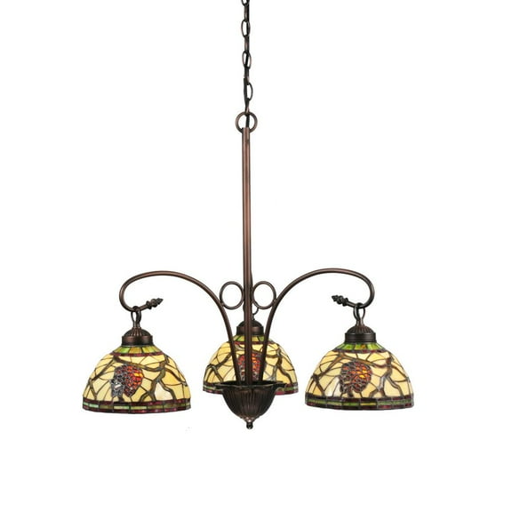 Meyda Tiffany 106291 Pinecone Dome 3 Light 28" Wide Chandelier - Bronze