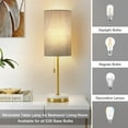 thumbnail image 5 of NATYSWAN Minimalist Table Lamp Set of 2, Nightstand Lamp for Bedroom Living Room, Modern Pull Chain Bedside Lamp with Marble Base, Fabric Shade, Small Desk Lamp for Home, Office, Reading,Grey, 5 of 7