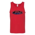 thumbnail image 2 of Red Blue and Black Ford Logo | Mens Cars and Trucks Graphic Tank Top, Red, Small, 2 of 3