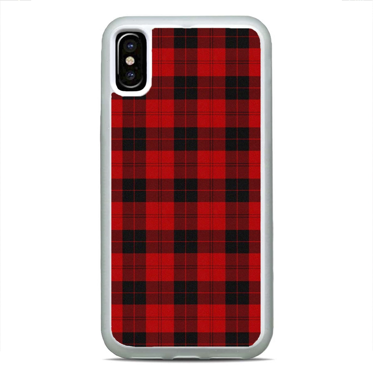 Plaid Christmas Red Checkered Phone White Case Slim Shockproof Rubber