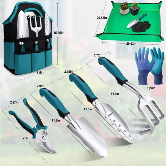Garden Tools 7-Piece, Gardening Hand Tools, Gardening Tools Set with Rust-Proof,Stainless Steel, Aluminum Alloy Material, Gardening Supplies Set Ideal Gardening Gift
