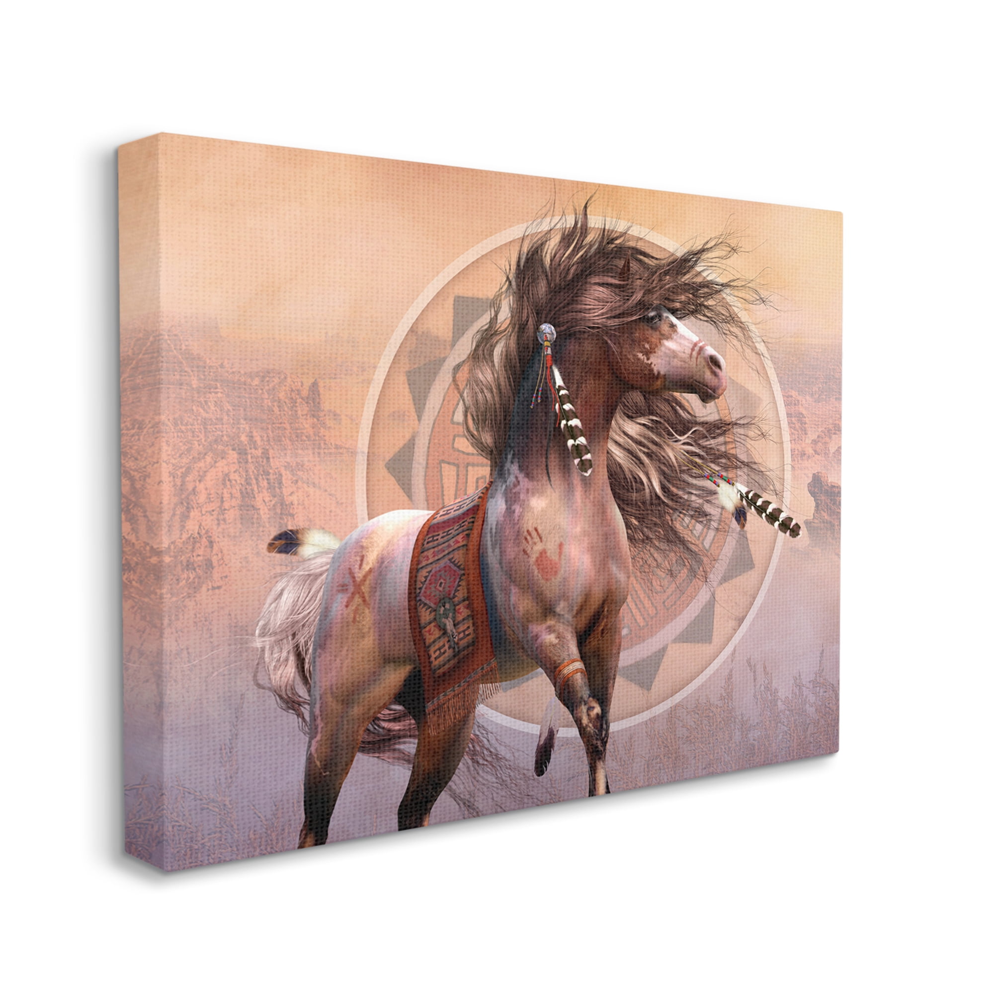 Stupell Industries Spirit Warrior Horse Animals & Insects Painting Gallery Wrapped Canvas Art Print Wall Art, 20 x 16