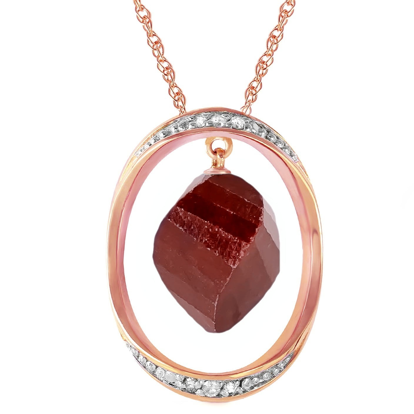 Galaxy Gold 14K Solid Gold 15.35 Carat Natural Diamond Briolette Necklace for Women - Rose Gold Fine Jewelry