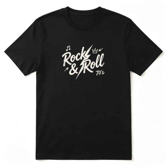 Rock And Roll 70s Music Slogan Retro Graphic Tee for Men and Women, Fun Birthday Gift Cotton Short Sleeves T-Shirt