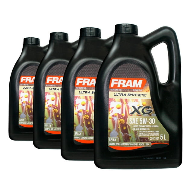 Paquete de 4 garrafas de Aceite Para motor Sintético FRAM Dexos 5W30 5 litros Cada una